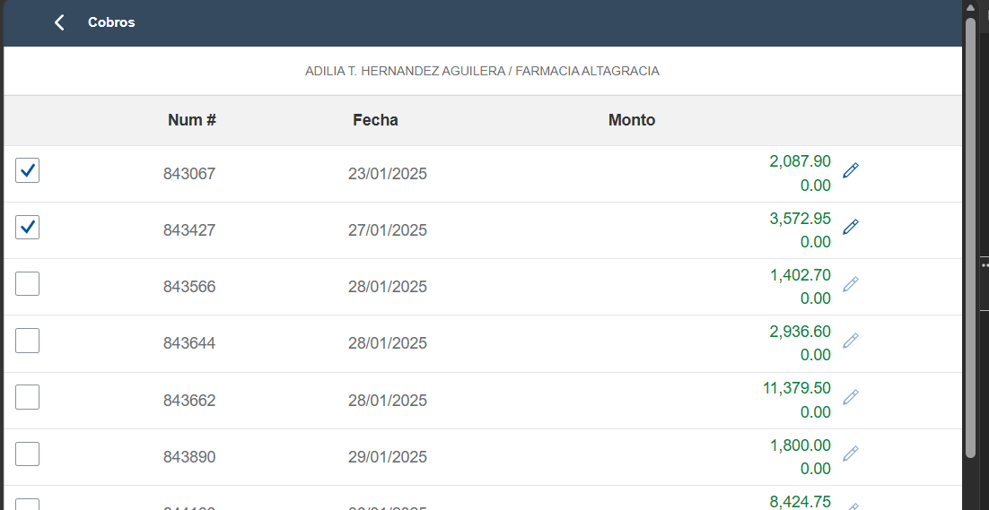Facturas marcadas