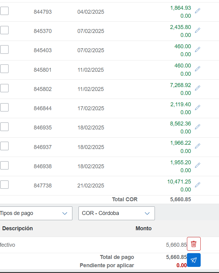 Efectivo aplicado